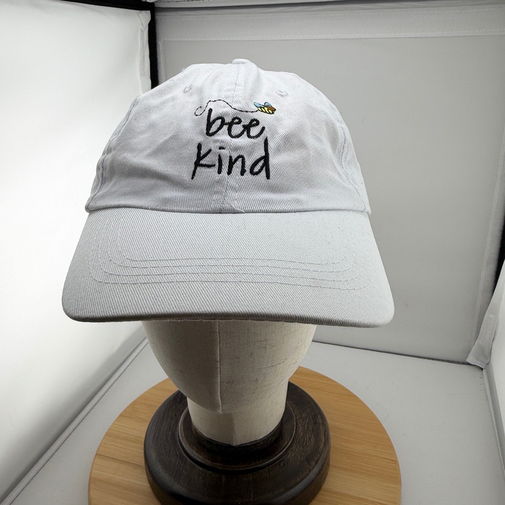 Bee Kind Embroidered Dad Hat Gray Cotton Baseball Cap Adjustable Strap